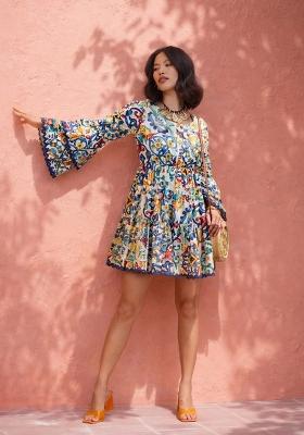 White Printed Cotton Dress