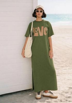 Olive Printed Cotton Dress