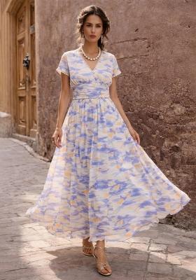 Lavender Printed Georgette Dress