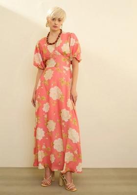 Pink Printed Polyester Dress