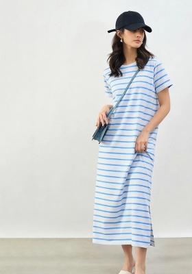 Blue Striped Cotton Dress