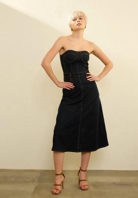 Black Solid Cotton Dress
