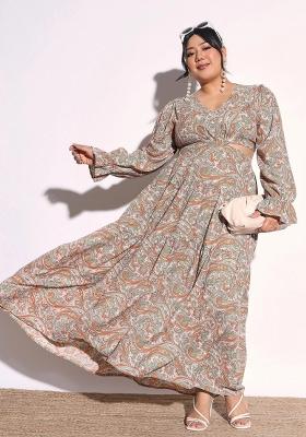 Pink Printed Polyester Dress