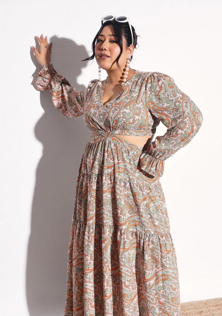 Pink Printed Polyester Dress - Indya