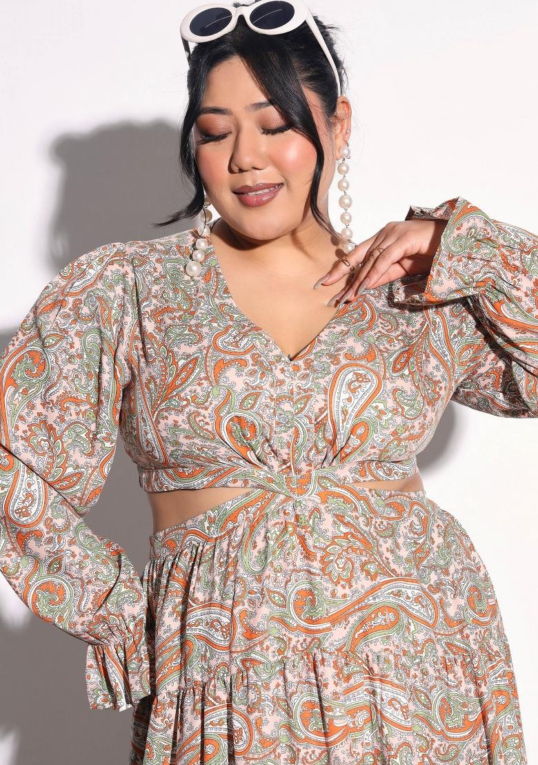 Pink Printed Polyester Dress - Indya