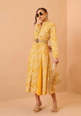 Yellow Printed Poplin Dress
