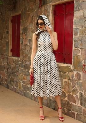 White Printed Poplin Dress
