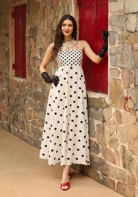 White Printed Poplin Dress