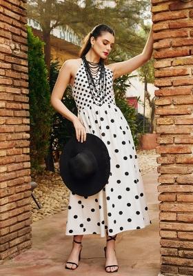 White Printed Poplin Dress