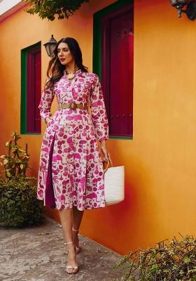 Pink Printed Poplin Dress