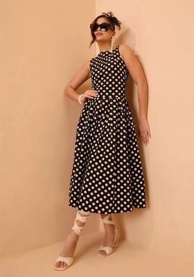 Black Printed Poplin Dress