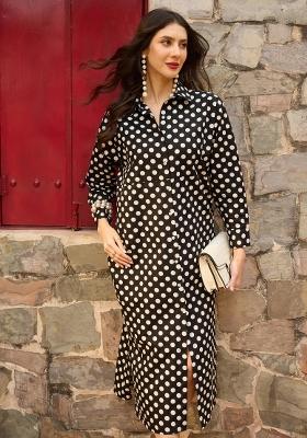 Black Printed Poplin Dress