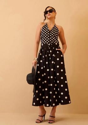 Black Printed Poplin Dress