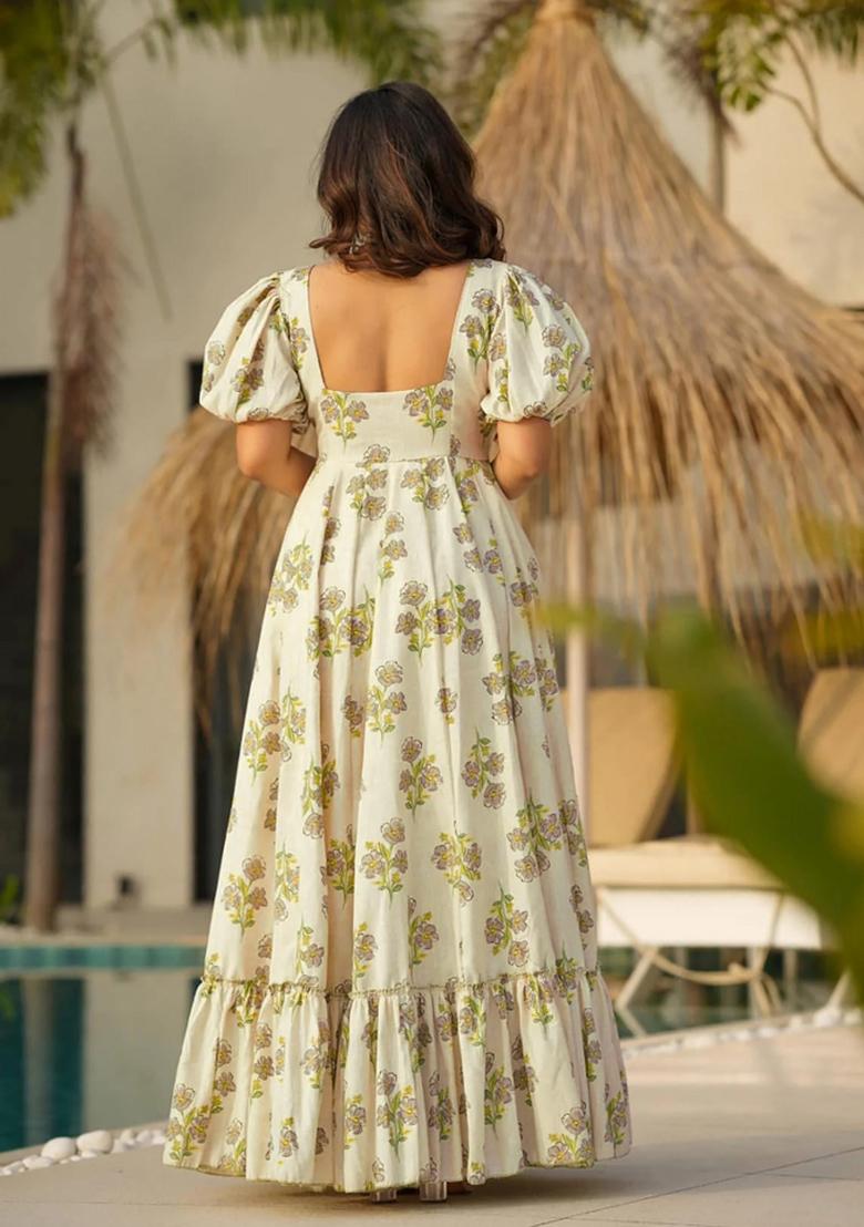 Pista Printed Rayon Gown - Indya