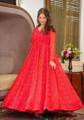 Gajari Printed Georgette Gown With Dupatta