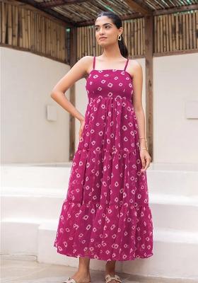 Purple Printed Georgette Maxi Gown