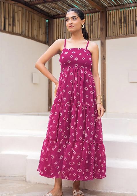Purple Printed Georgette Maxi Gown