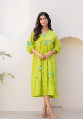 Perrot Printed Checked Maxi Gown