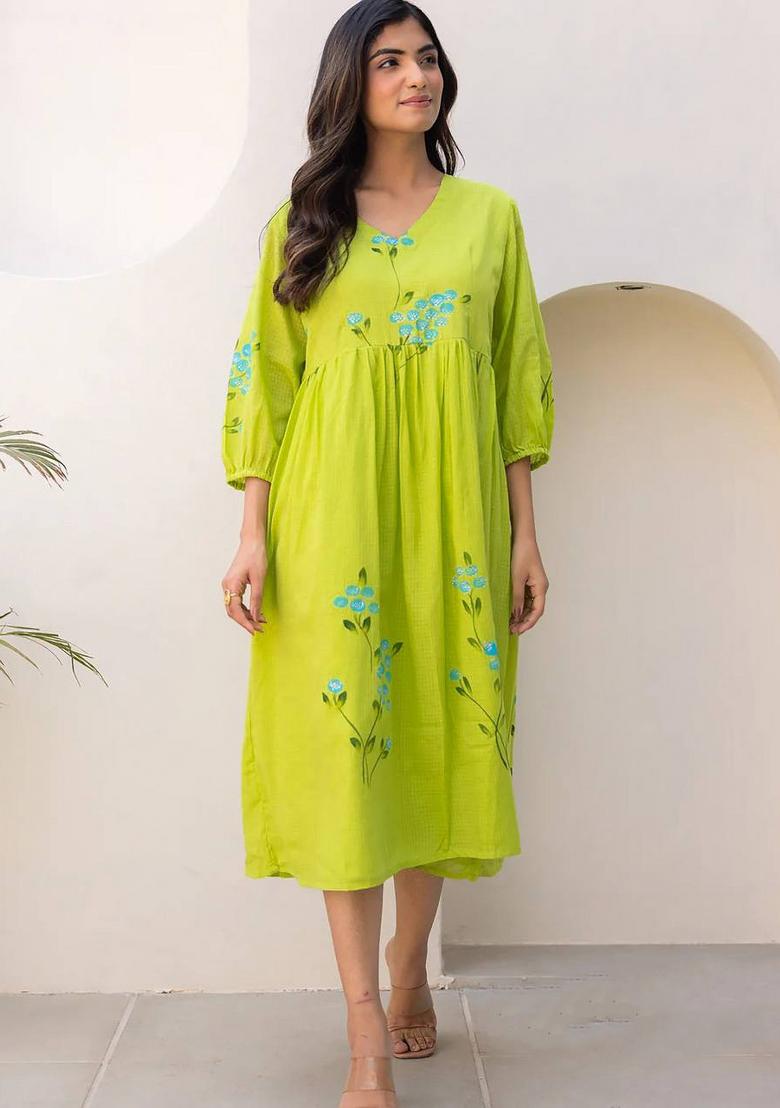 Perrot Printed Checked Maxi Gown - Indya