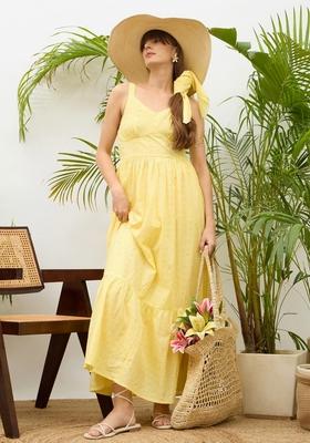 Yellow Embroidered Schiffli Dresses