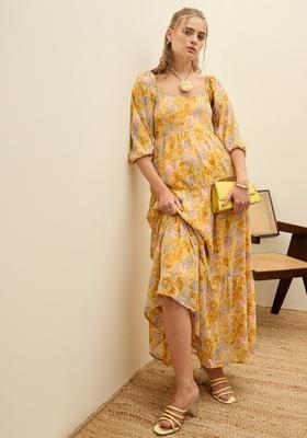 Yellow Printed Georgette Dresses