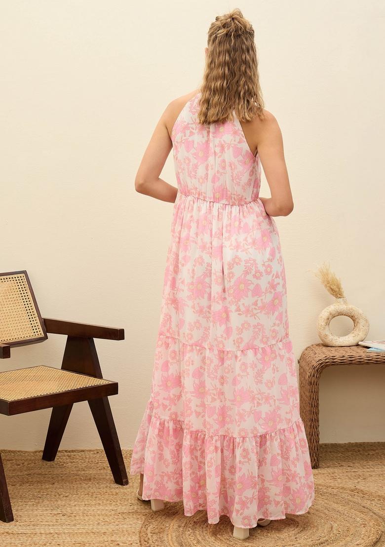 White Printed Georgette Dresses