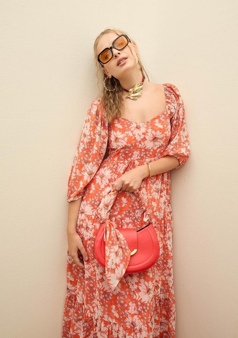 Red Embroidered Georgette Dresses