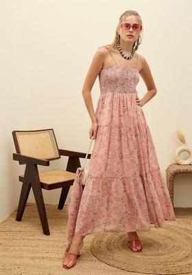 Pink Embroidered Georgette Dresses