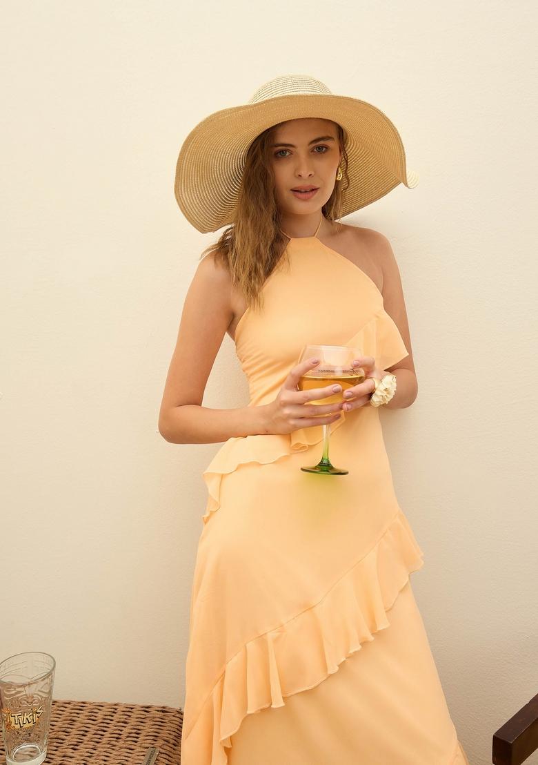 Peach Embroidered Georgette Dresses