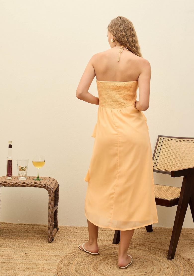 Peach Embroidered Georgette Dresses
