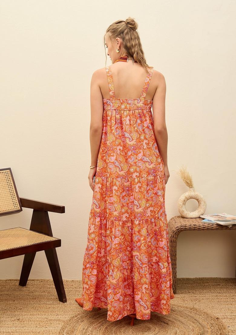 Orange Embroidered Summer Cool Dresses