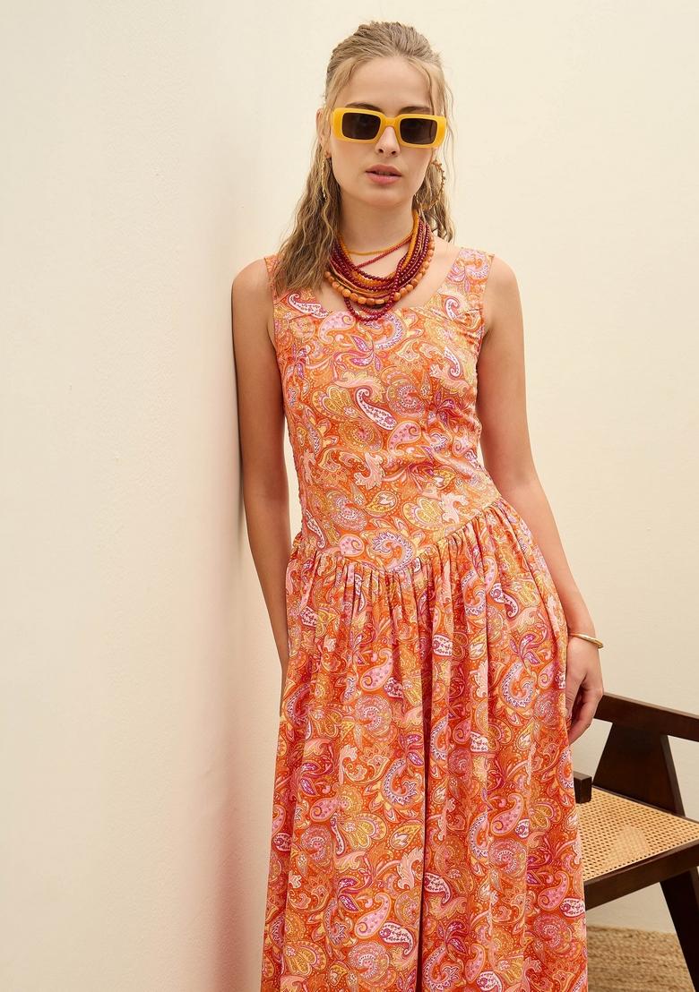 Orange Embroidered Summer Cool Dresses