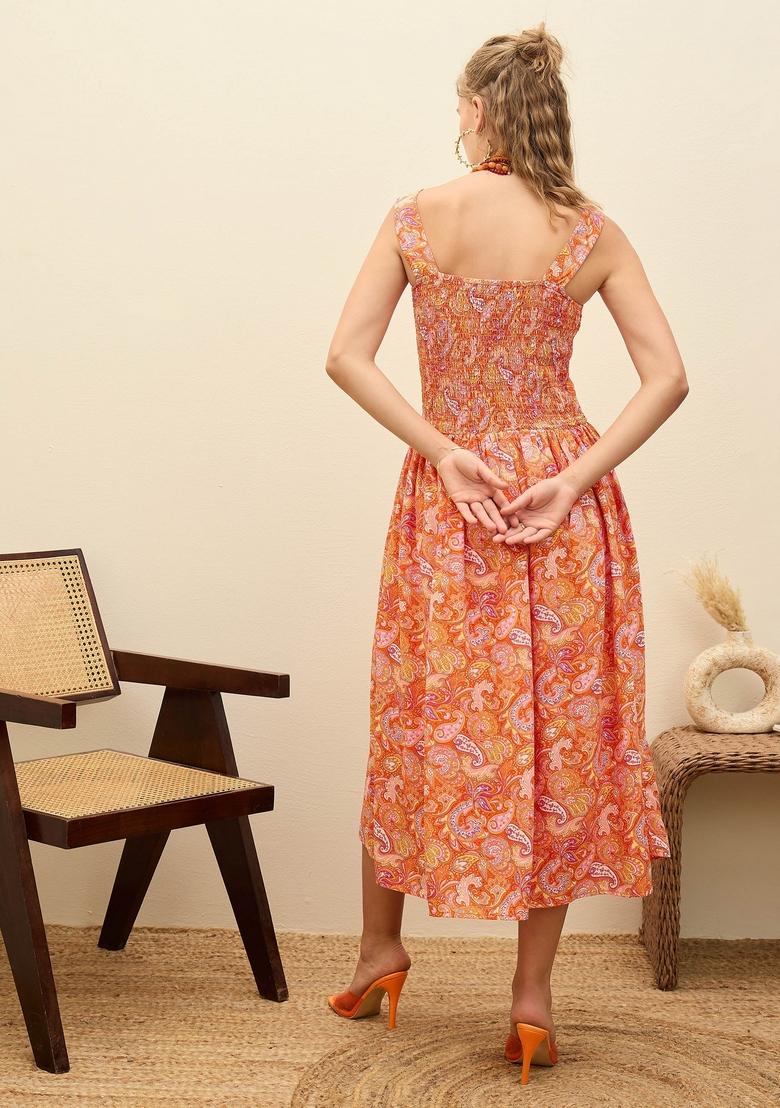 Orange Embroidered Summer Cool Dresses