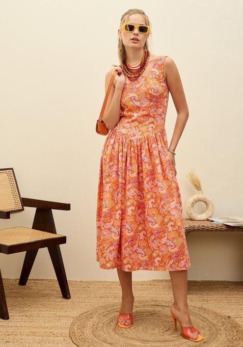 Orange Embroidered Summer Cool Dresses