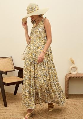 Beige Embroidered Summer Cool Dresses