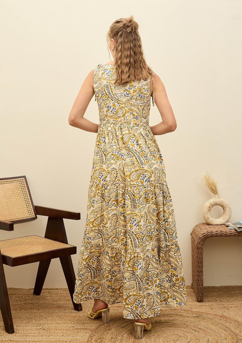 Beige Embroidered Summer Cool Dresses