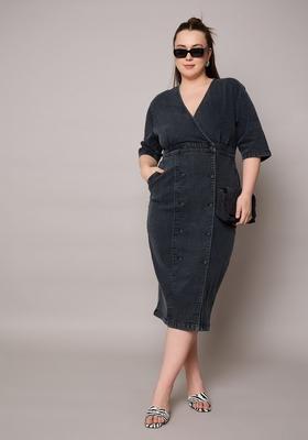 Black Embroidered Denim Dresses