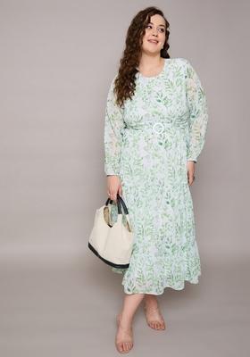 Green Embroidered Georgette Dresses