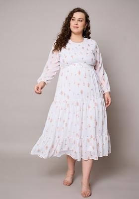 Brown Embroidered Georgette Dresses
