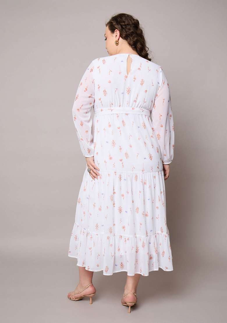 Brown Embroidered Georgette Dresses - Indya