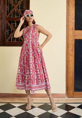 Red Embroidered Cotton Dresses