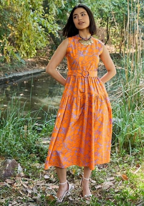 Grey Embroidered Cotton Dresses
