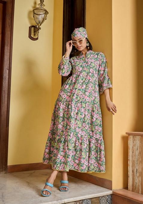 Green Embroidered Cotton Dresses