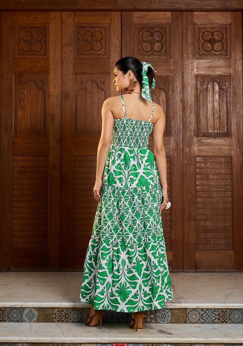 Green Embroidered Cotton Dresses