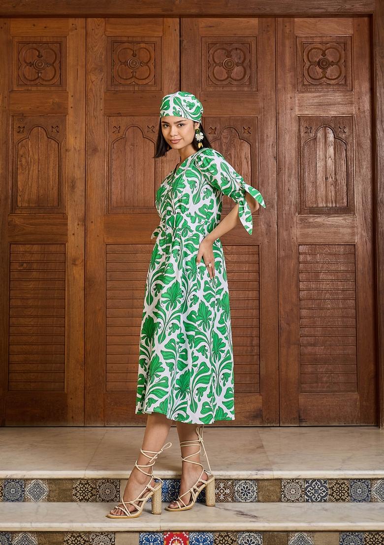 Green Embroidered Cotton Dresses