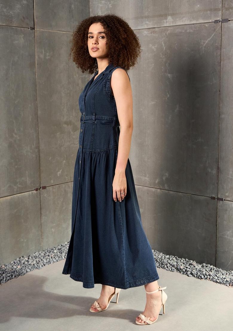 Blue Embroidered Cotton Dresses