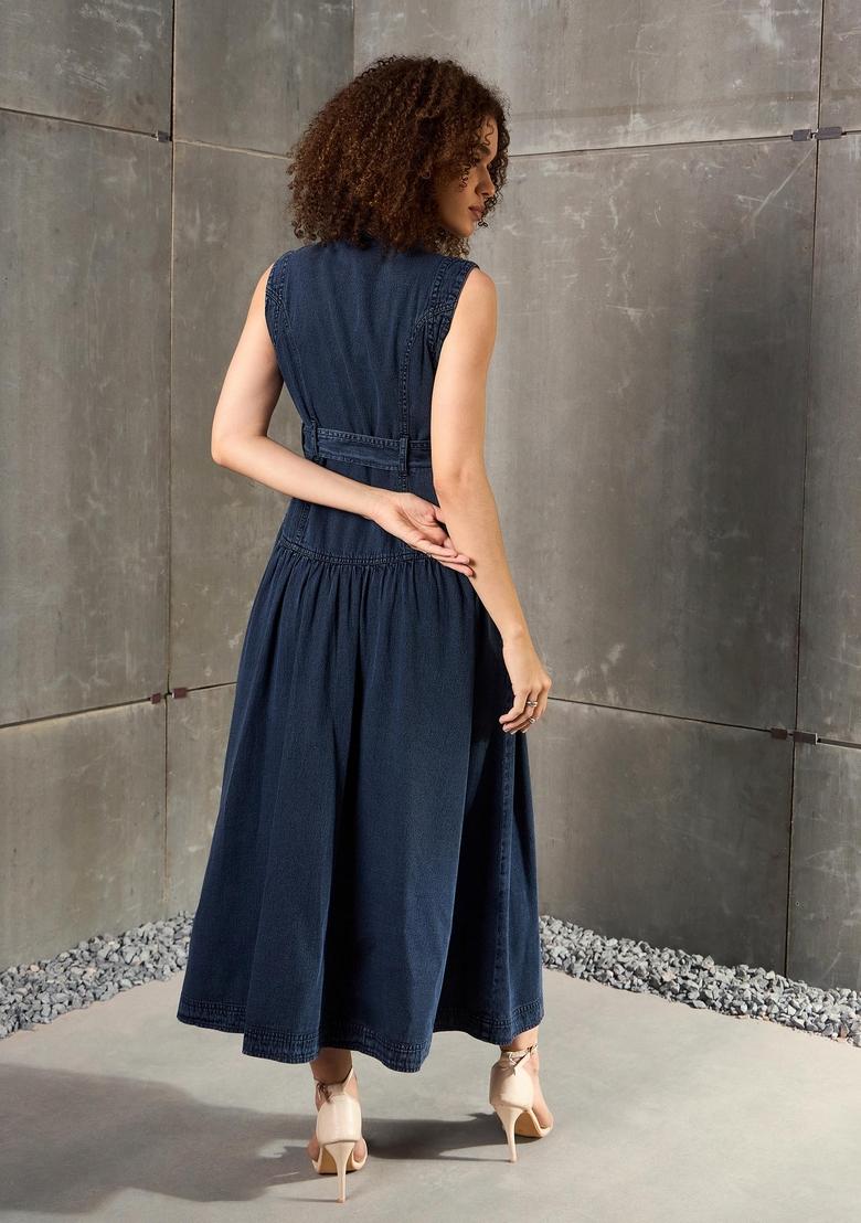 Blue Embroidered Cotton Dresses