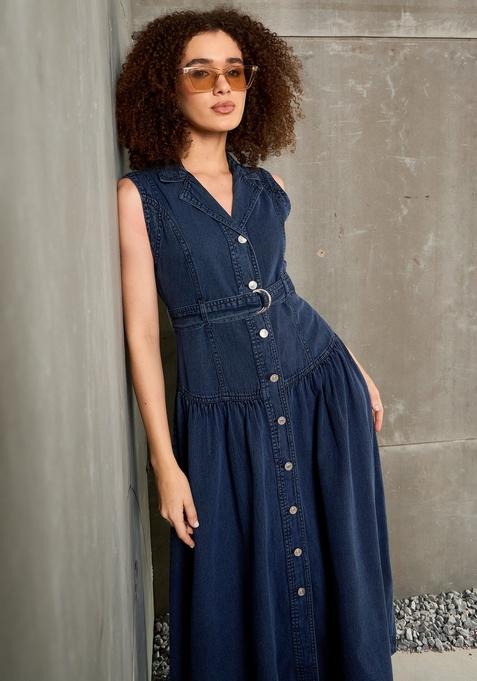Blue Embroidered Cotton Dresses