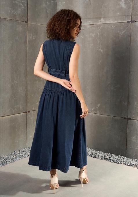 Blue Embroidered Cotton Dresses