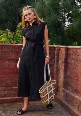 Black Embroidered Cotton Dresses